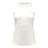 Front view of the women's Original Penguin Sleeveless Illusion Mesh Back Top in white.