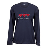 Women's I Love, Love, Love Pickleball Core Performance Long-Sleeve Shirt in Navy.