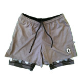 Front view of the Flow Society Men's Eagle Camo Compression Shorts shown in the Charcoal color option.
