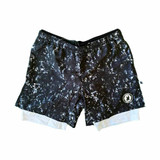 Front view of the Flow Society Men's Rainmaker Compression Shorts - Black/White
