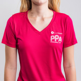 Close up of PPA Competitor V-Neck Tee - Women's.