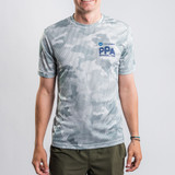 Frontal view of PPA Sport-Tek CamoHex Polo in the color white.