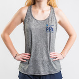Front view of PPA FILA Heathered Racerback Tank in gray.