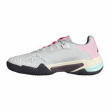 adidas Barricade 13 Court Men's Pickleball Shoe shown in Crystal White/Aurora Met/Semi Green Spark  - Inner Side View