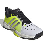 Toebox view of the adidas Pickleball Court Men's Shoe in white, silver, and black.