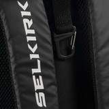 Close up view of Selkirk PRO Performance Team Pickleball Backpack straps in the color black.