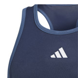 Close up view of women's adidas G Club Tank Logo in Collegiate Navy.