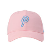 Front view of the d.hudson Swirlin' P Hat in Pink.