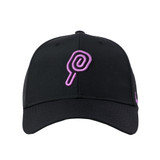 Front view of the Black d.hudson Swirlin' P Hat for Women.