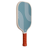 Side view of the Heritage Pickle-ball 'Waves' retro fiberglass pickleball paddle in blue.