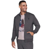 Front view of the Men's Skechers The Hoodless Hoodie GO WALK Everywhere Jacket  in the color Heather Charcoal.