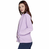 Side view of Women's Skechers The Hoodless Hoodie GO WALK Everywhere Jacket in the color Orchid Bloom.
