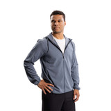 Front view of model wearing the Men's erne The Manhattan Full Zip Jacket in the color French Navy.