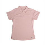 Front view of the Women's erne The Aspen Performance Polo in the color Pink Clay.