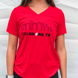 Red Dallas Skyline Nationals Sport V-Neck T-Shirt - Women's