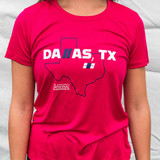 Pink Dallas State Outline Sport Crew T-Shirt - Women's