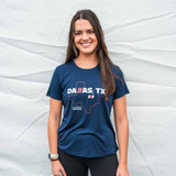Front Dallas State Outline Sport Crew T-Shirt - Women's - Navy