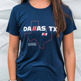 Navy Dallas State Outline Sport Crew T-Shirt - Women's