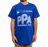 Close-up view of the PPA Tour Youth Unisex Athletic T-Shirt in the color Royal.