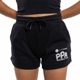 Close-up of the Women's PPA Tour Sweatshorts in the color Black.