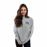 Front view of the Women's PPA Tour Midweight Pigment-Dyed Crewneck Sweatshirt in the color Pigment Sage
