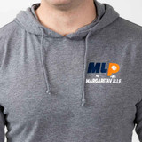 Close-up view of the Unisex MLP Rowan Pullover Hoodie in the color Grey.