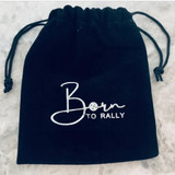 View of the Born to Rally drawstring bag gift with purchase.
