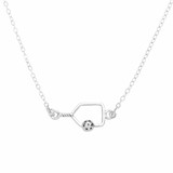 View of the Born to Rally Pickleball Passion Pendant Necklace in Silver.