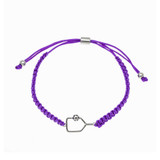 View of the Born to Rally Pickleball Paddle Adjustable Rope Bracelet in the color Purple.