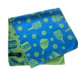 View of the Born to Rally Pickleball Microfiber Towel folded with blue side facing.