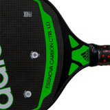 The ESSNOVA CARBON CTRL LD  Pickleball Paddle by adidas arrives with a sleek black and green color combination, with a big silver adidas logo in the middle.