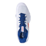 Babolat Jet Tere Men's Shoe in White/Estate Blue in sizes 6.5-13. Top View