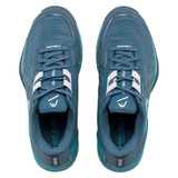 Top view of two HEAD Women's Sprint Pro 3.4 Shoes in color option Bluestone/Teal. Offering breathable mesh and ventilated outsole