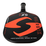 The Gearbox GX5 Control Pickleball Paddle is available in red with a 7.8 ounce weight, or orange with an 8.5 ounce weight, and in two grip circumference options.