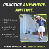 Pickleball Eye Coach individual training tool for pickleball players to focus on ball striking. Made of steel, rubber and plastic.