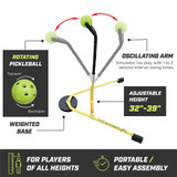 Pickleball Eye Coach individual training tool for pickleball players to focus on ball striking. Made of steel, rubber and plastic.