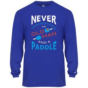 Men's Never Underestimate Core Performance Long-Sleeve Shirt in Royal