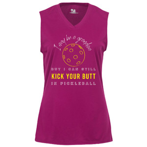 Women's I May Be A Grandma Core Performance Sleeveless Shirt in Hot Pink