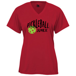 Women's Pickleball Junkie Core Performance T-Shirt in Red