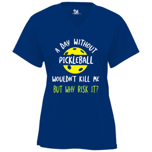Women's A Day Without Pickleball Core Performance T-Shirt in Royal