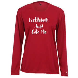 Women's Pickleball Just Gets Me Core Performance Long-Sleeve Shirt in Red