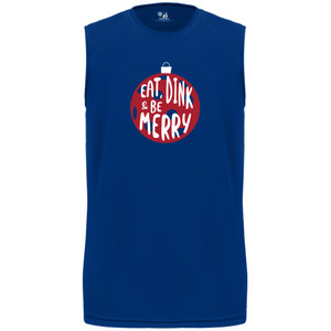 Men's Eat Dink & Be Merry Core Performance Sleeveless Shirt in Royal