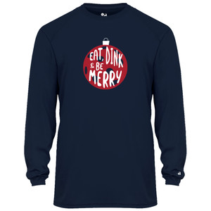 Men's Eat Dink & Be Merry Core Performance Long-Sleeve Shirt in Navy