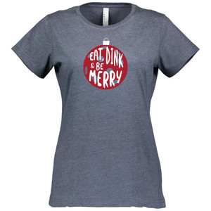 Women's Eat Dink & Be Merry Cotton T-Shirt in Vintage Navy