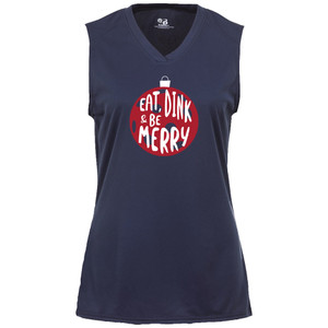 Women's Eat Dink & Be Merry Core Performance Sleeveless Shirt in Navy