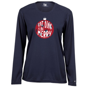 Women's Eat Dink & Be Merry Core Performance Long-Sleeve Shirt in Navy
