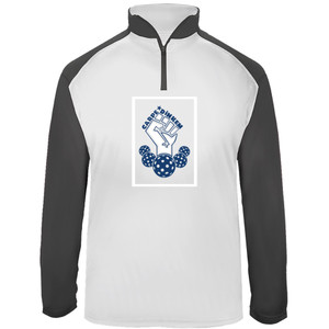 Carpe Dinkem 2.0 Men's UV 1/4 Zip Long Sleeve Pullover shown in color White. Sizes S-3XL