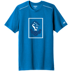 Carpe Dinkem 2.0 Men's Ogio Performance Shirt shown in color Bolt Blue. Available in sizes S-2XL