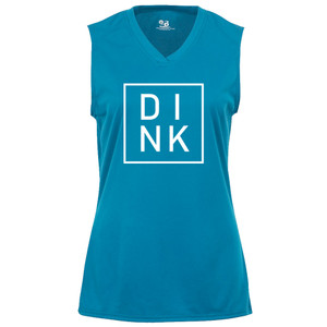 DINK Women's Core Performance Sleeveless Shirt shown in color Electric Blue. Available in sizes S-2XL