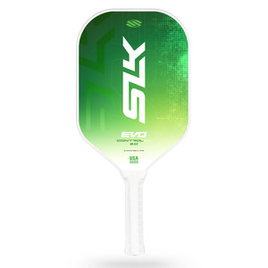 The Selkirk SLK Evo Control XL 2.0 Pickleball Paddle, with 16.4" overall length, shown in Green.